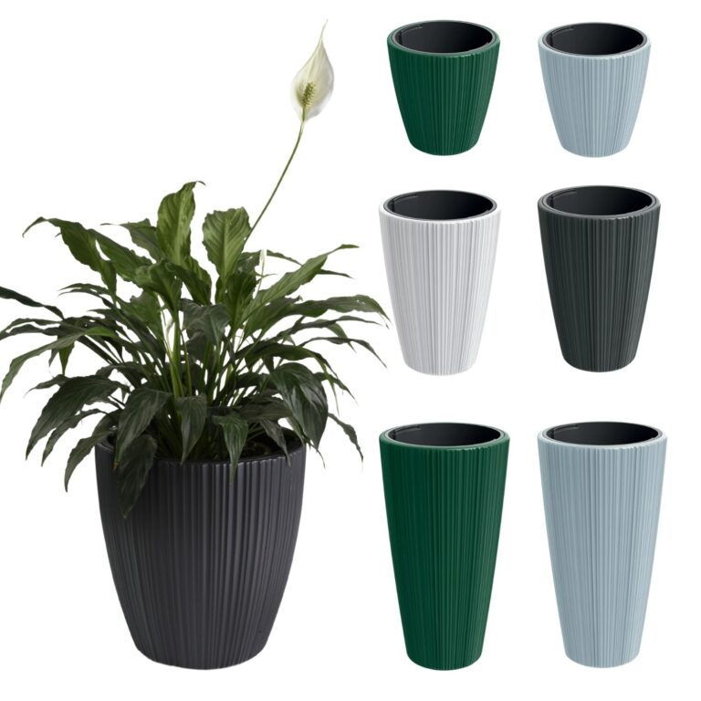 Round Planter with Insert Ridged