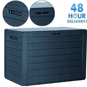Garden Storage Deck Box 190L Lockable Wood Effect