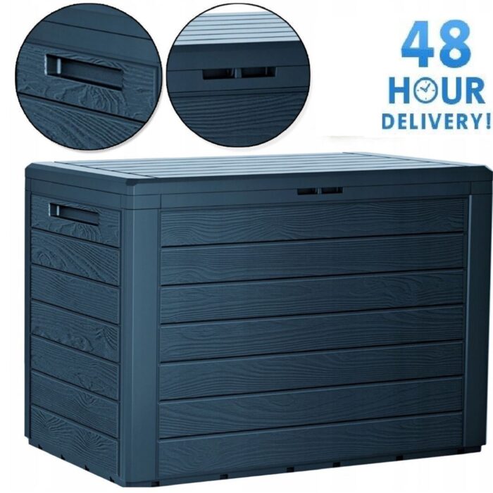 Wood Effect Garden Storage Deck Box 190L Lockable
