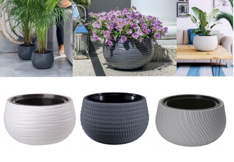 Round Planter Basket with Insert Rattan-Effect
