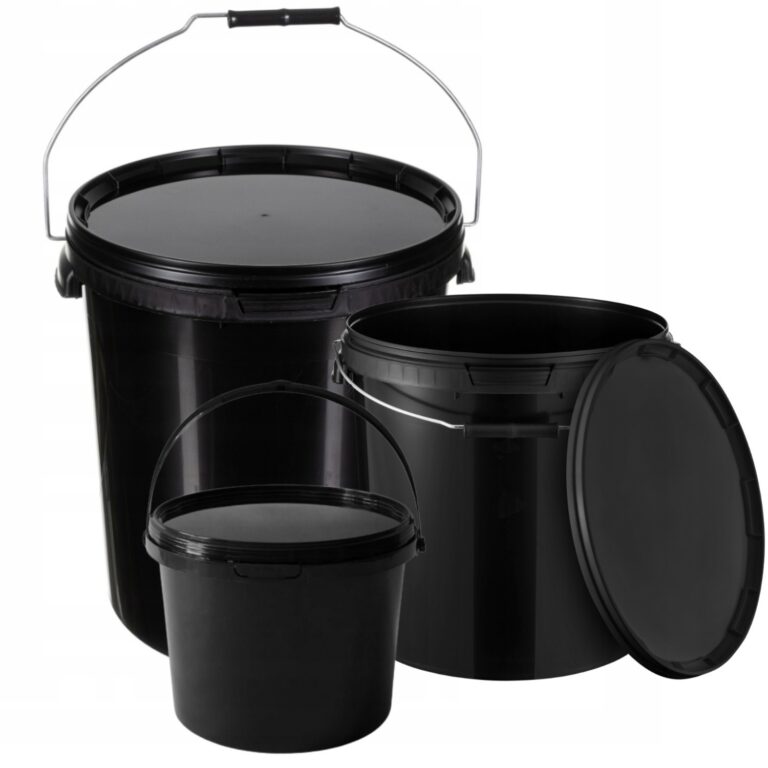 Black Plastic Bucket with Lid