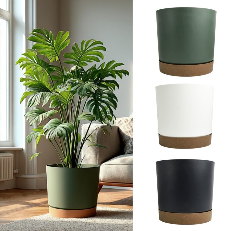 Round Planter with Saucer Matt Two-Tone