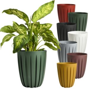 Round Grooved Planter Pot with Insert