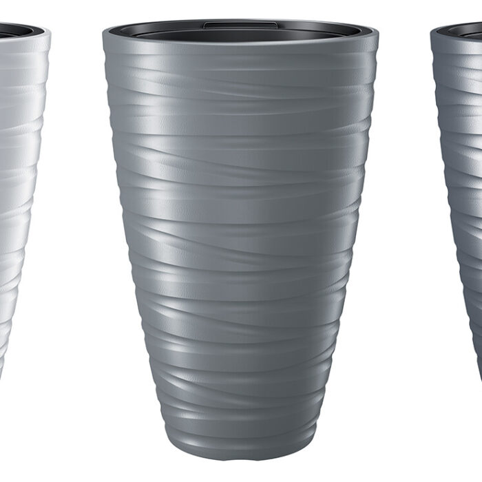 Round Tall Planter with Insert Grooved