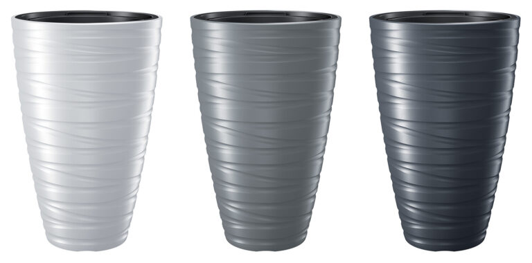 Round Tall Planter with Insert Grooved