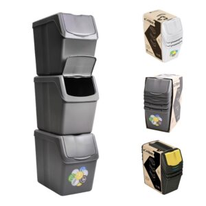 Recycling Bins Stackable 3 x 20L Set