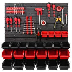 Tool Pegboard Wall Panel with Storage Bins Set