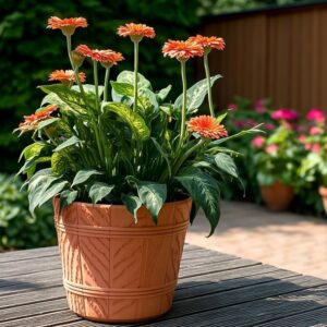 Barrel Planter Wood Effect Round Plastic Pot