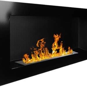 Bioethanol Wall Fireplace Black Gloss with Glass