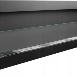 Bioethanol Wall Fireplace Black Steel Glass 1400x400