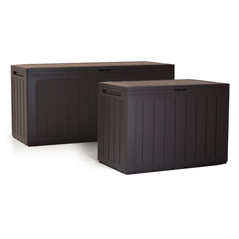 Garden Storage Box Slatted Umber Brown Waterproof