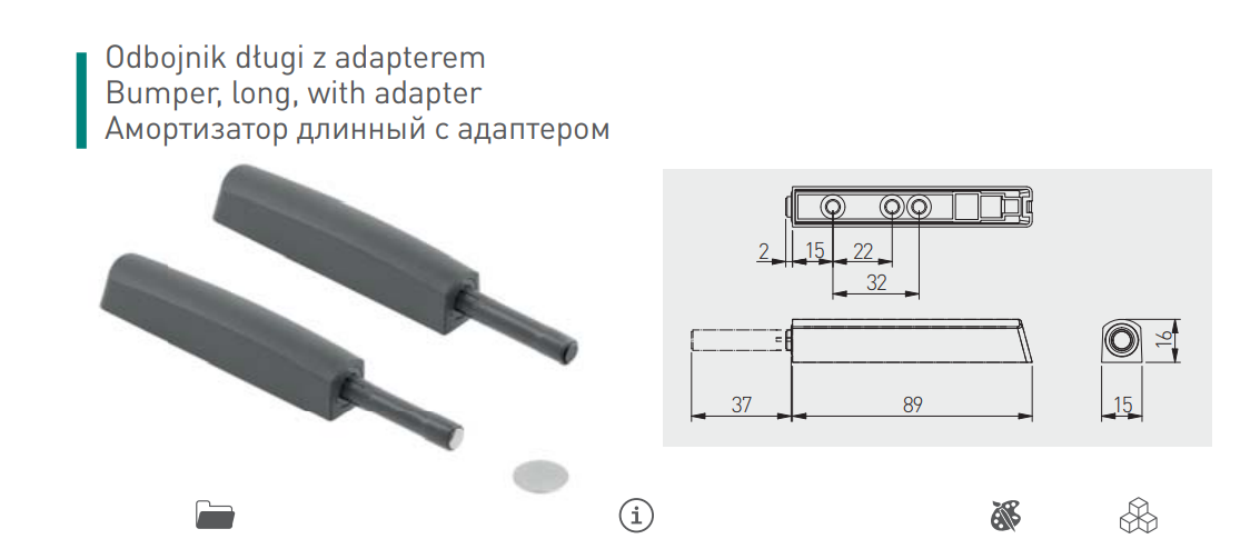 Push-to-Open Cabinet Door Catch with Rubber Tip - Image 2