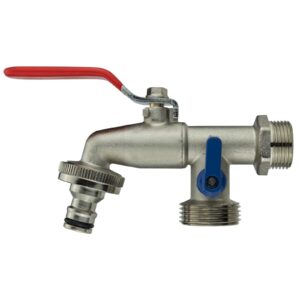 Garden Tap 2 Way Double Outlet Brass Lever