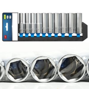 Deep Socket Set 1/2in Drive Hex 10pc CrV