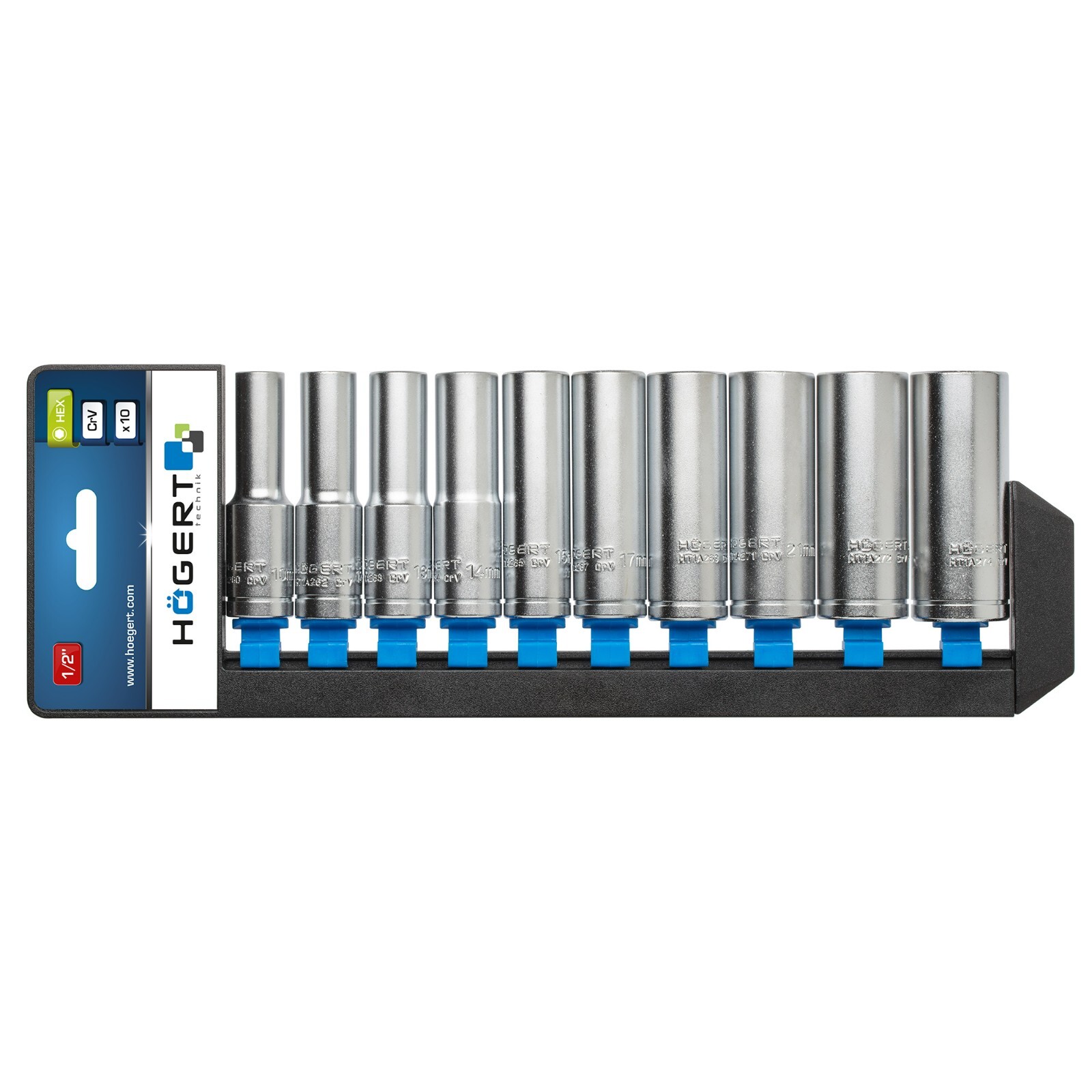 Socket Set 1/2in Drive Deep Hex CrV 10pc - Image 7