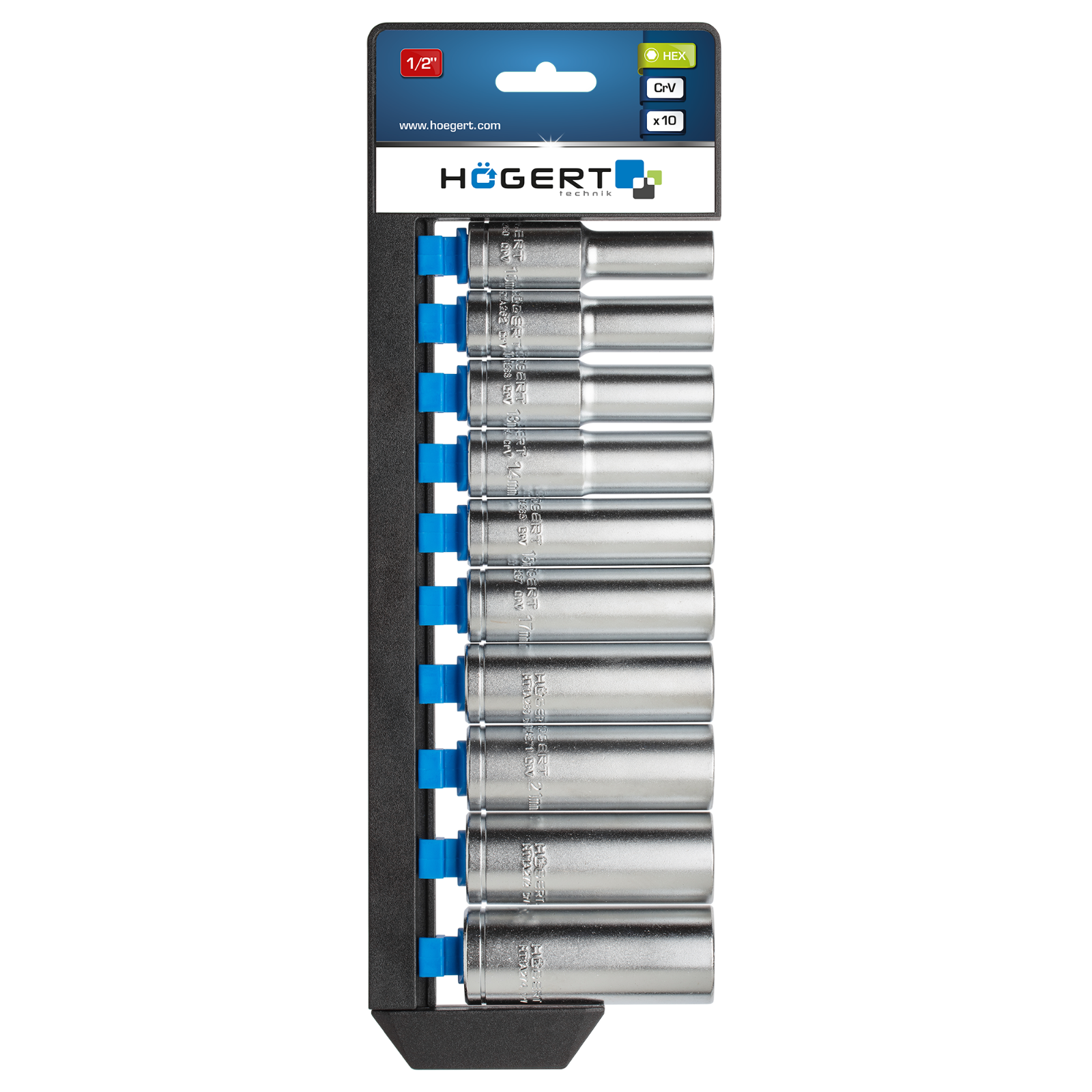 Socket Set 1/2in Drive Deep Hex CrV 10pc - Image 8