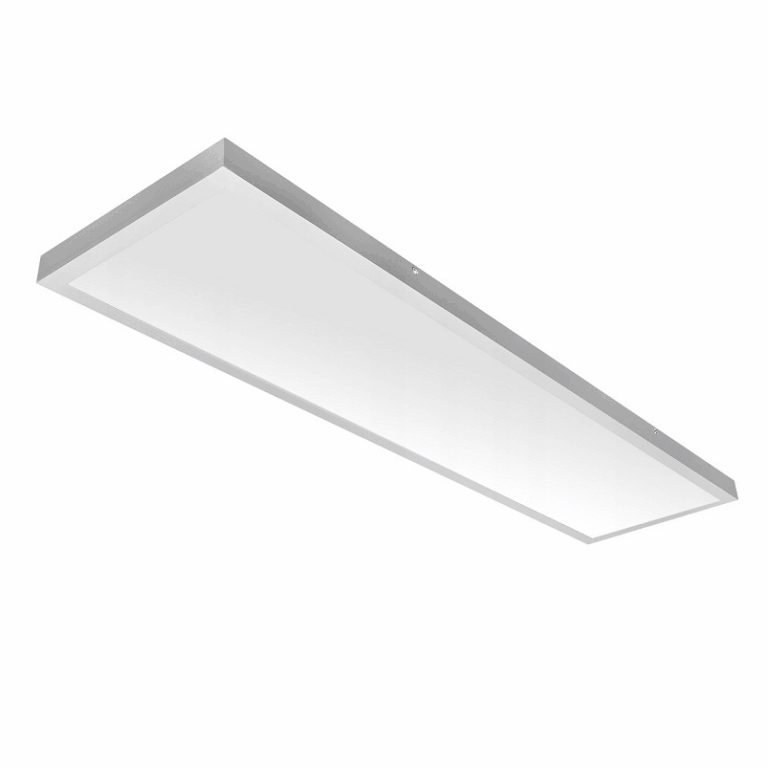 Rectangular white LED panel shown at an angle with a silver-coloured surround