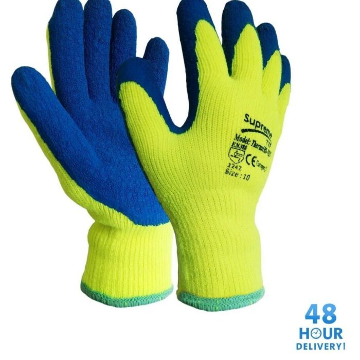 Latex Coated Work Gloves Hi Vis Thermal Lined