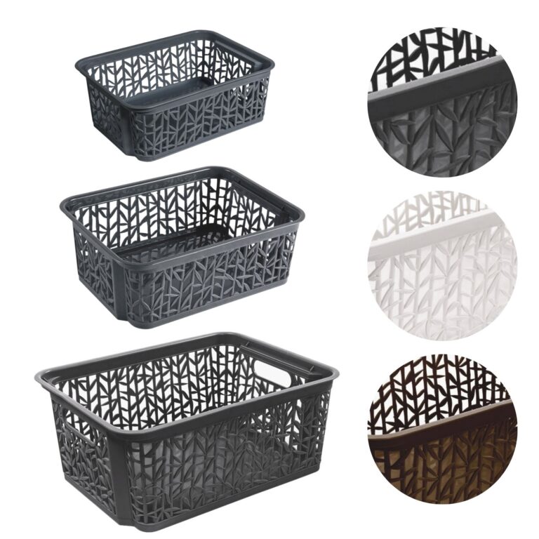 Bamboo-Effect Storage Basket Rectangular