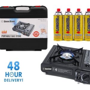 Portable Camping Gas Stove with Case + 4 Butane Cans