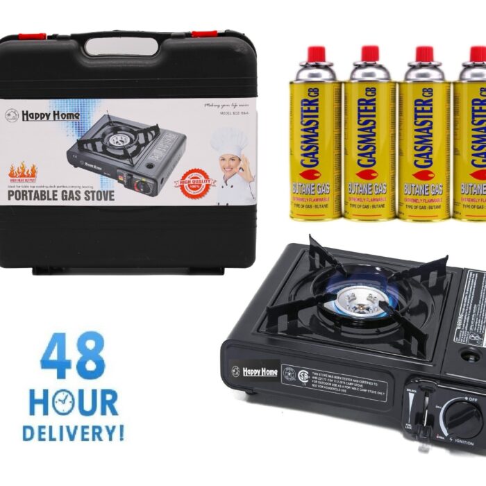 Butane Camping Stove with Case and 4 Gas Cans