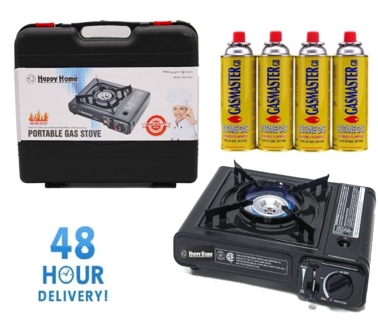 Butane Camping Stove with Case and 4 Gas Cans