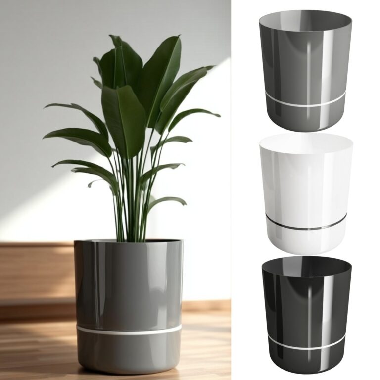 Gloss Round Plant Pot With Saucer