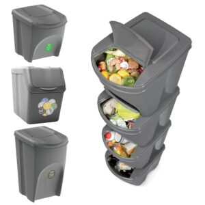 Recycling Bins Stackable Grey Sortibox Set