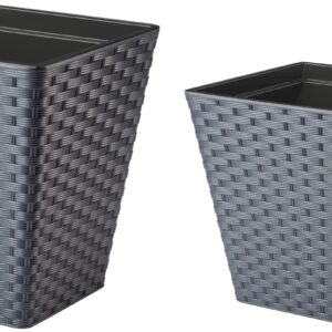 Square Rattan-Effect Planter with Removable Insert