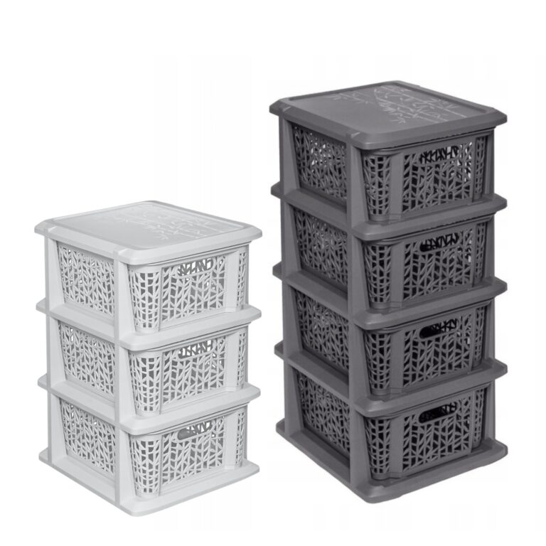 Bamboo-Effect Storage Basket Tower