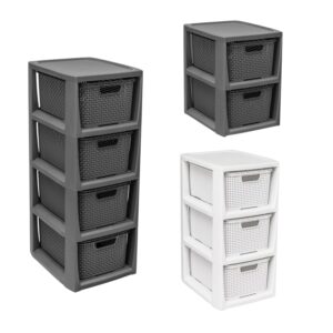 Rattan-Effect Basket Storage Tower Unit