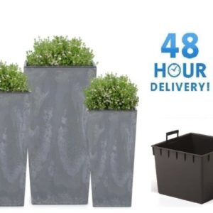 Square Tall Planter Concrete Effect Indoor Outdoor