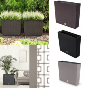 Tall Rattan-Effect Planter with Removable Insert