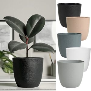 Textured Round Planter Recycled Plastic Stone Effect