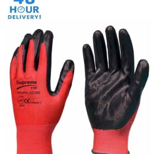 Work Gloves Nylon PU Coated Grip Red/Black