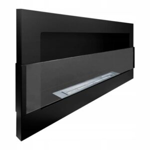 Bioethanol Wall Fireplace Matt Black with Glass 900x400