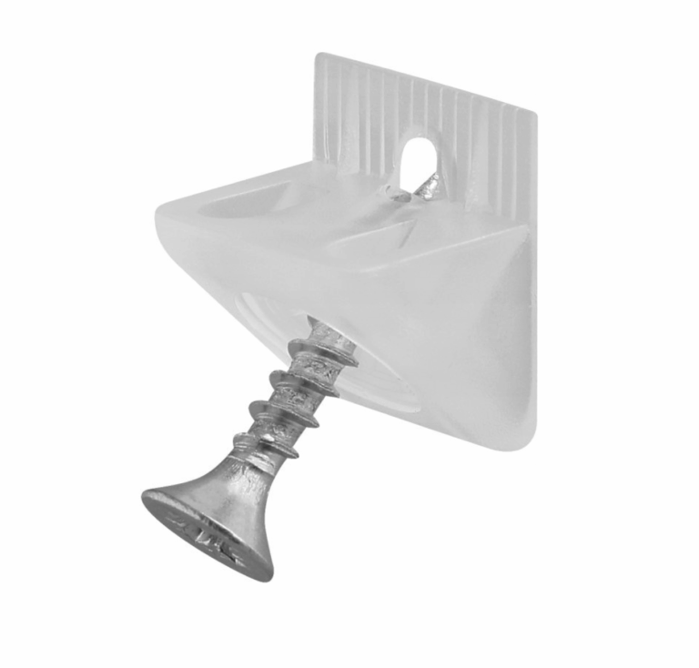 Transparent drawer support wedge with a fixing screw