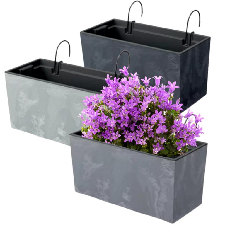 Rectangular Hanging Planter with Hooks Concrete-Effect