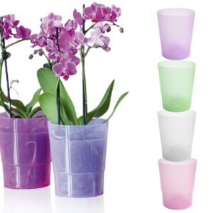 Orchid Pot Frosted Transparent Round 1.1L