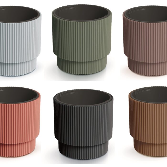 Round Tall Planter with Insert Wavy