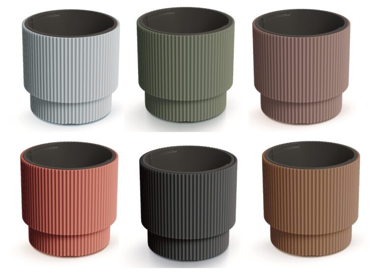 Round Tall Planter with Insert Wavy