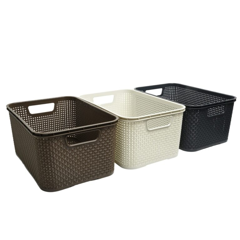 Rattan-Effect Storage Basket Stackable