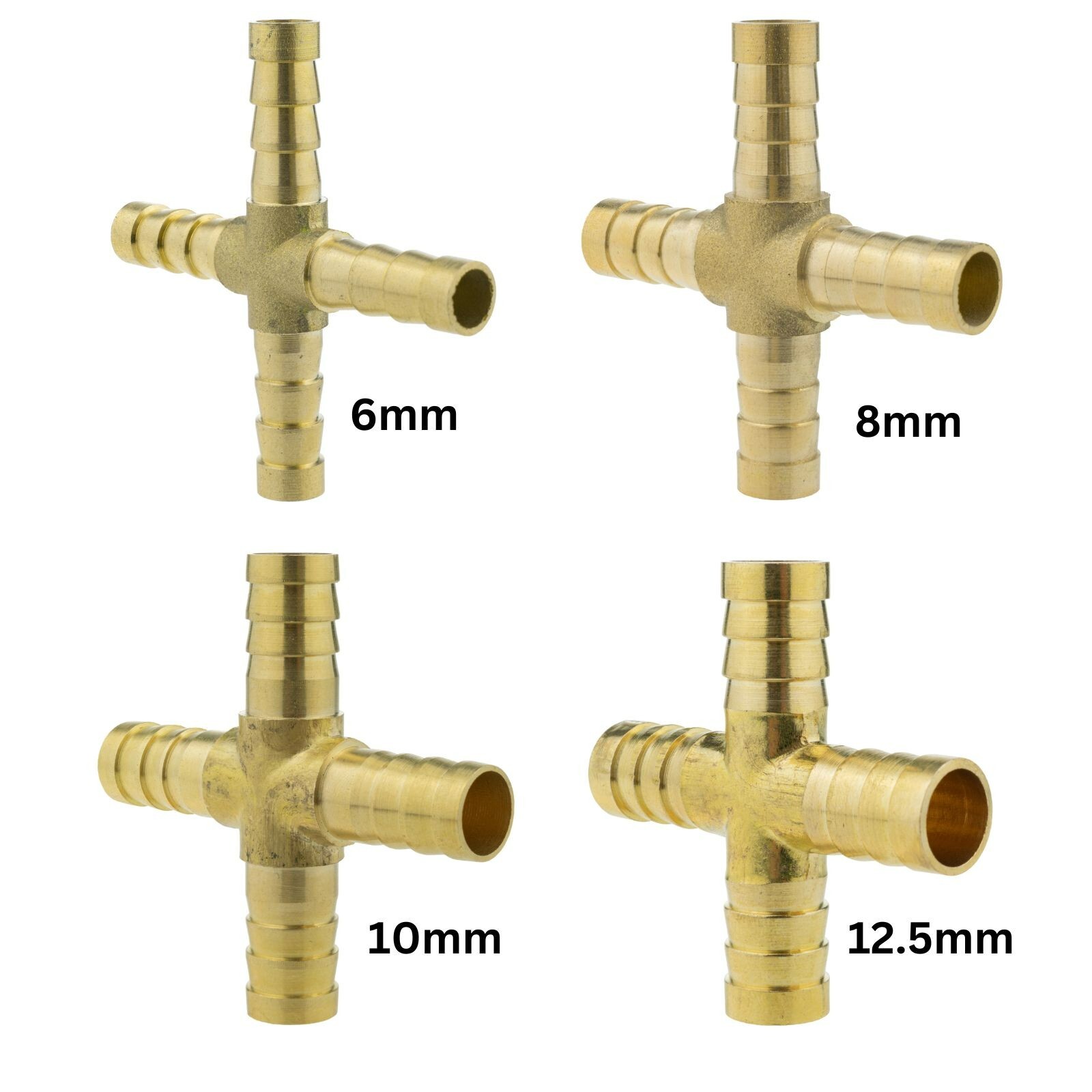 Brass Hose Joiner Cross 4-Way Barbed - Image 2