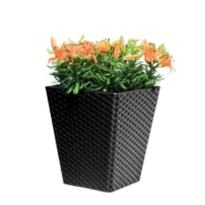 Square Rattan-Effect Planter with Insert Anthracite