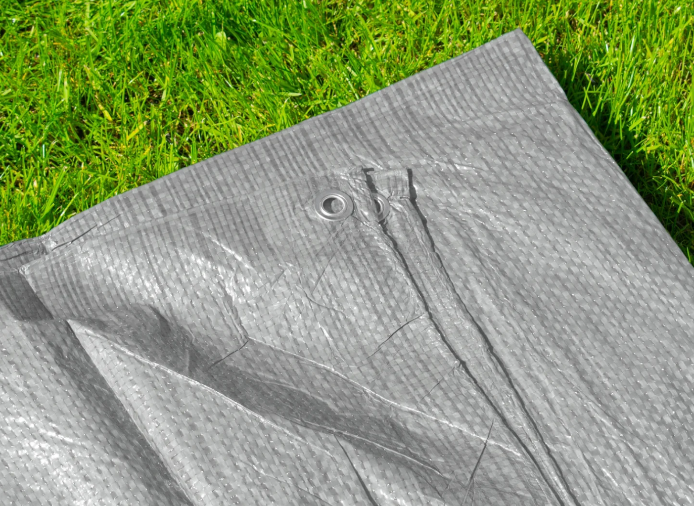 Grey Tarpaulin 80gsm Polypropylene with Eyelets - Image 2