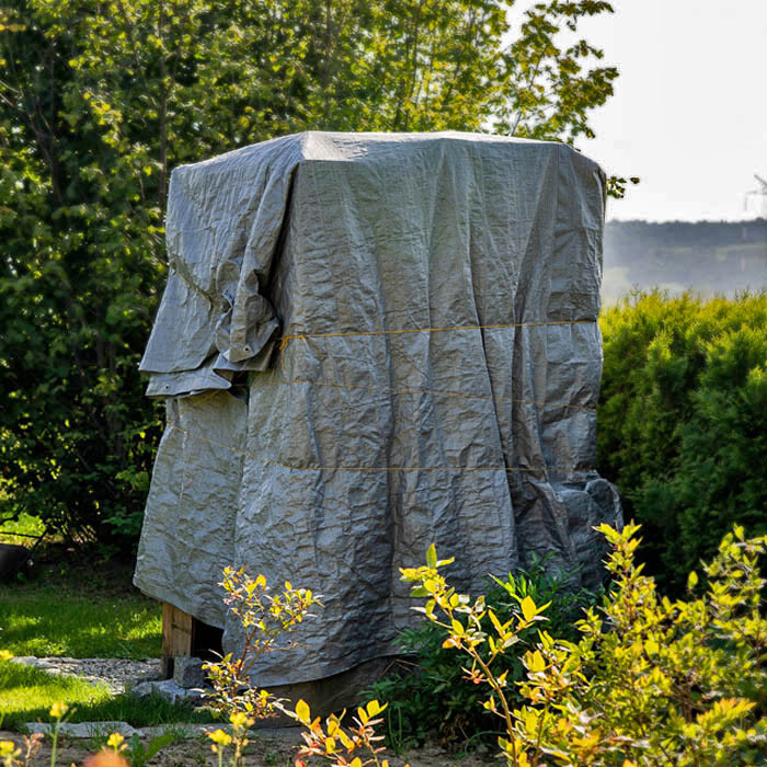 Grey Tarpaulin 80gsm Polypropylene with Eyelets - Image 7