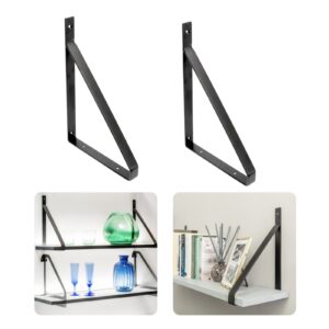 Wall Shelf Brackets Steel Matt Black 2 Pack