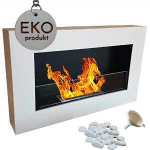 Bioethanol Wall Fireplace Matt White 650x400
