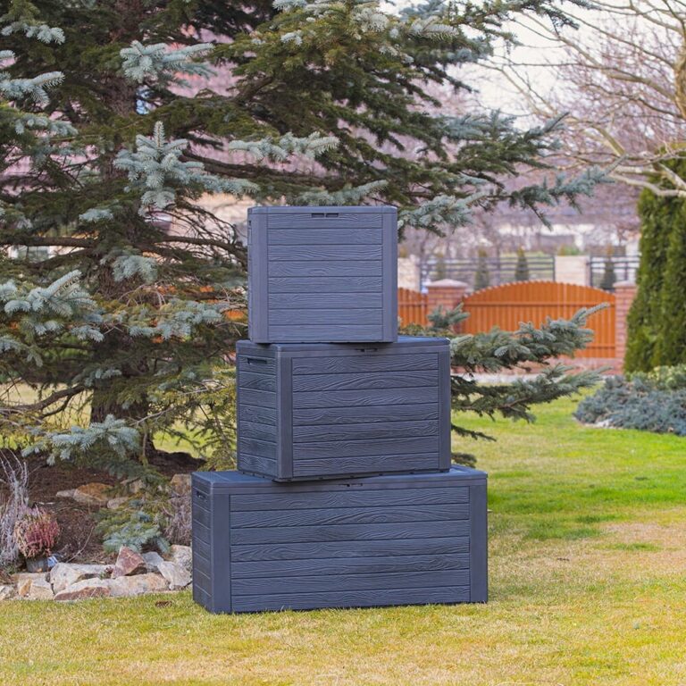 Garden Storage Box Wood Effect Lockable Waterproof