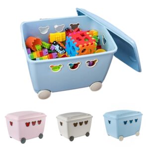 Toy Storage Box with Wheels and Lid 55L